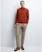 Pantalon droit Mdoku à carreaux beige kaki