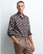 Chemise slim Camomil à fleurs bleu foncé
