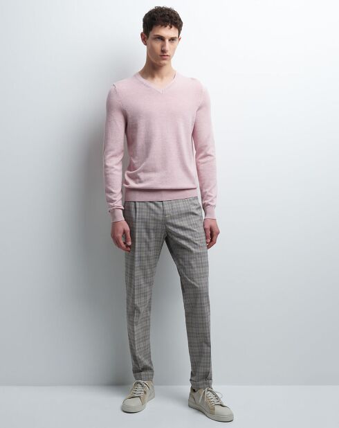 Pantalon slack Mfilok à carreaux gris clair