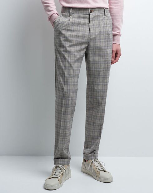 Pantalon slack Mfilok à carreaux gris clair