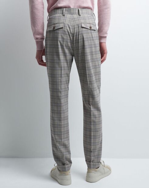Pantalon slack Mfilok à carreaux gris clair