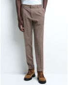 Pantalon slack Mpuce à carreaux chocolat