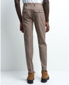 Pantalon slack Mpuce à carreaux chocolat
