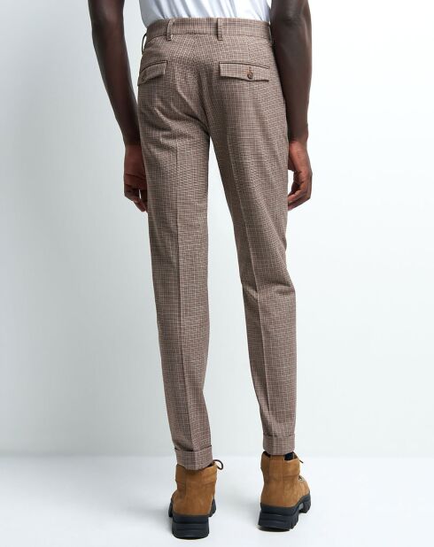 Pantalon slack Mpuce à carreaux chocolat