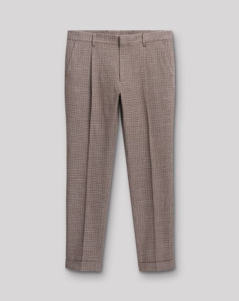 Pantalon slack Mpuce à carreaux chocolat