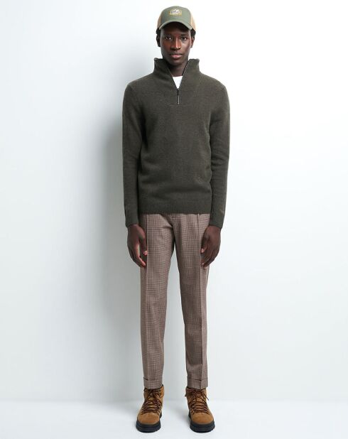 Pantalon slack Mpuce à carreaux chocolat