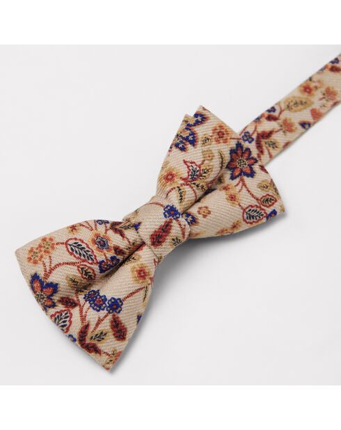 Noeud Papillon 100% Laine Sjasmine à fleurs noisette