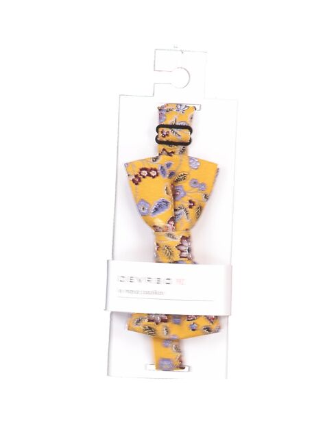 Noeud Papillon 100% Laine Sjasmine à fleurs jaune moutarde
