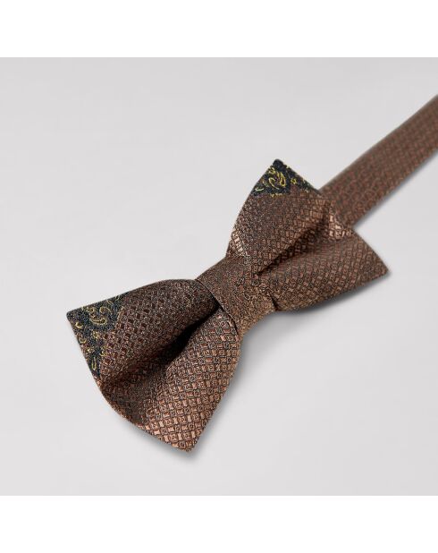 Noeud Papillon en Soie mélangée Smustang imprimé marron caramel