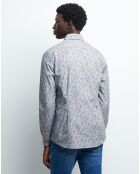 Chemise slim Clara à fleurs bleu gris