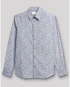 Chemise slim Clara à fleurs bleu gris