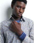 Chemise slim Clara à fleurs bleu gris