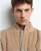 Gilet bimatière velours côtelé Pkart beige automne