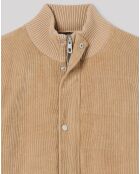 Gilet bimatière velours côtelé Pkart beige automne