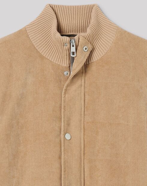 Gilet bimatière velours côtelé Pkart beige automne