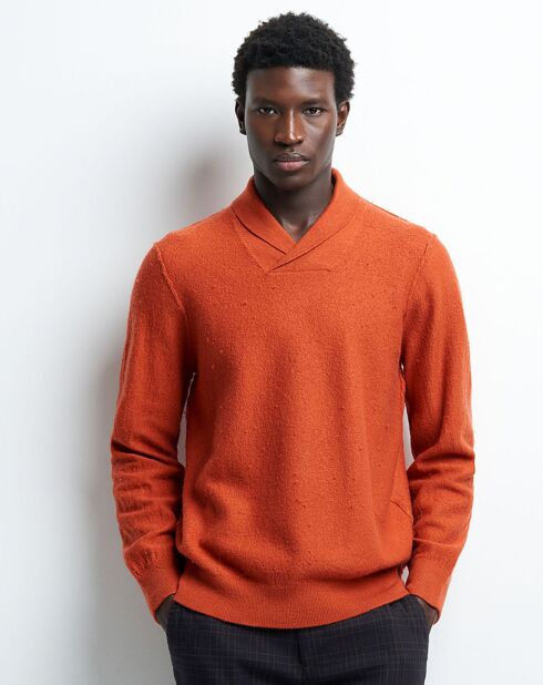 Pull en Laine mélangée Palace faux-uni orange