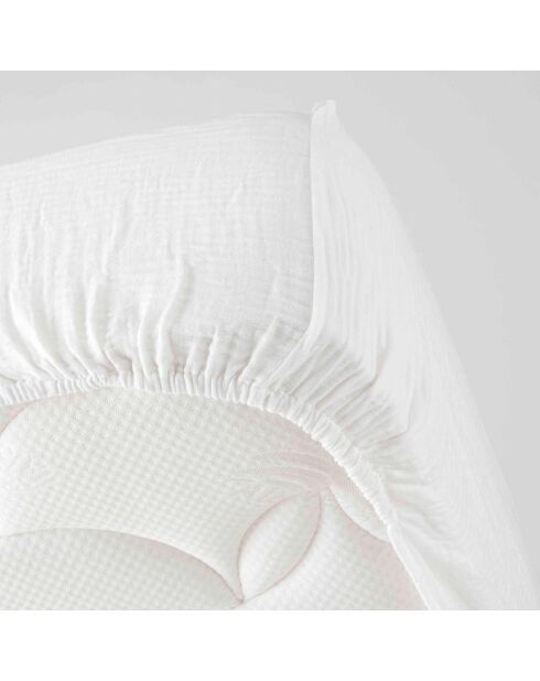 Drap Housse Angelia Gaze de Coton bonnet 30 cm blanc