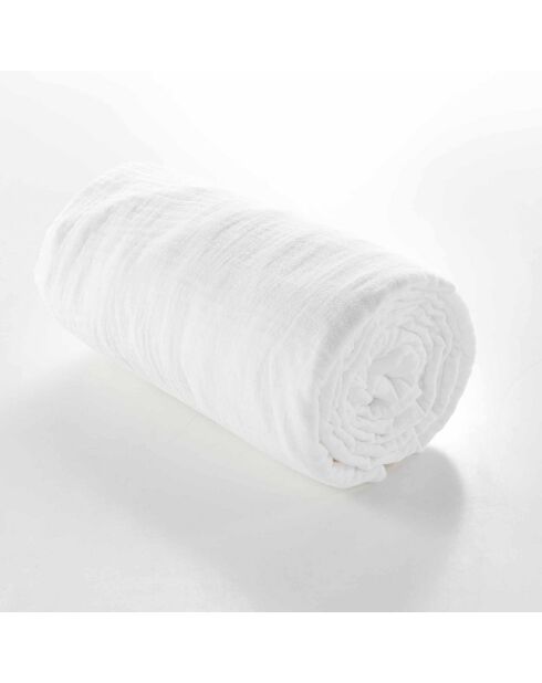 Drap Housse Angelia Gaze de Coton bonnet 30 cm blanc