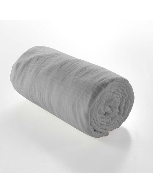 Drap Housse Angelia Gaze de Coton bonnet 30 cm gris