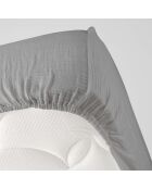 Angelia hoeslaken katoenen gaashoed 30 cm grijs