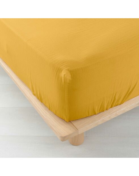 Drap Housse Angelia Gaze de Coton bonnet 30 cm jaune
