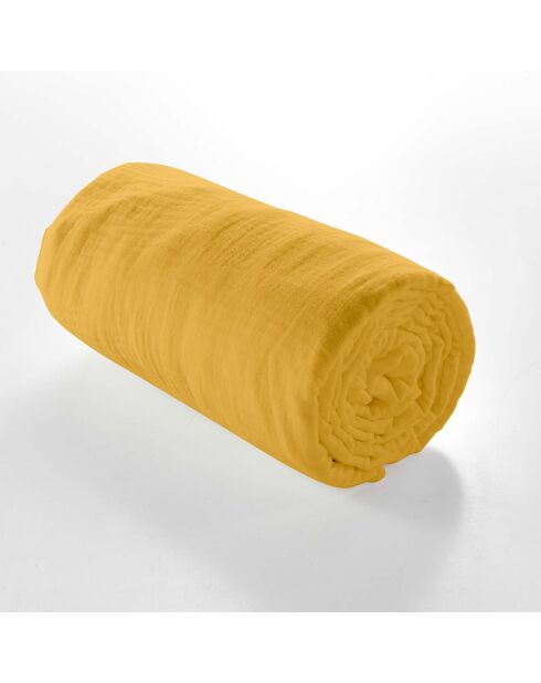 Drap Housse Angelia Gaze de Coton bonnet 30 cm jaune