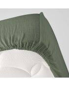 Drap Housse Angelia Gaze de Coton bonnet 30 cm kaki