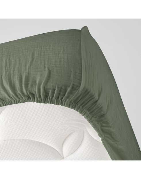 Drap Housse Angelia Gaze de Coton bonnet 30 cm kaki