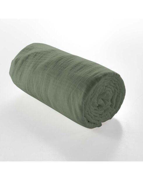 Drap Housse Angelia Gaze de Coton bonnet 30 cm kaki