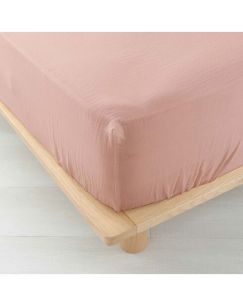 Drap Housse Angelia Gaze de Coton bonnet 30 cm rose