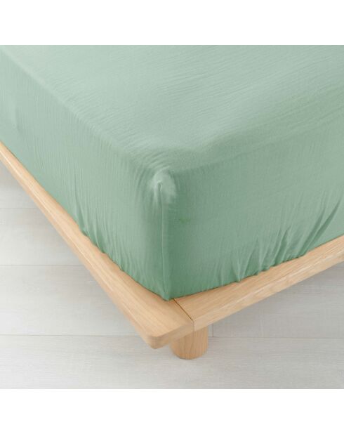 Drap Housse Angelia Gaze de Coton bonnet 30 cm sauge