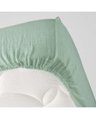 Drap Housse Angelia Gaze de Coton bonnet 30 cm sauge