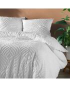 Parure housse de couette Heltie microfibre Tuftée blanche