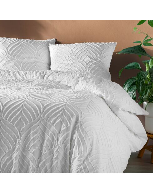 Parure housse de couette Heltie microfibre Tuftée blanche