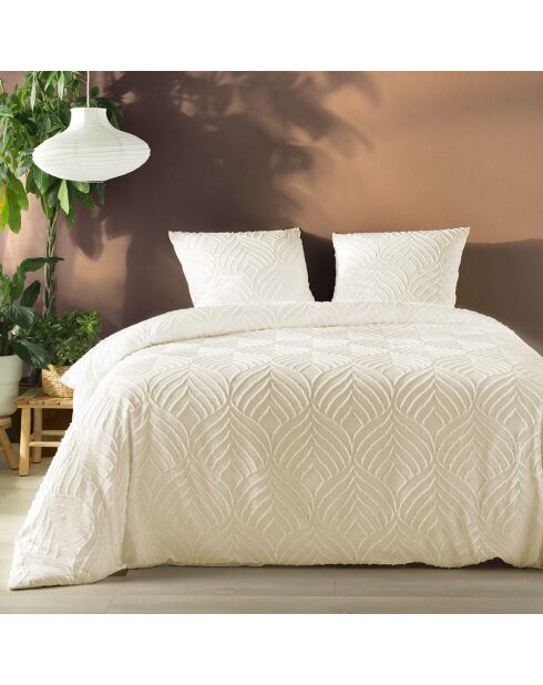 Parure housse de couette Heltie microfibre Tuftée ivoire