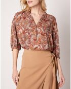 Blouse Kasta Vl imprimée marron/rouge