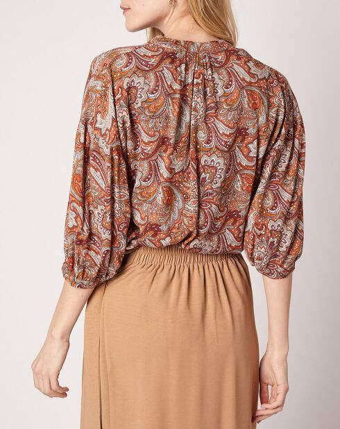 Blouse Kasta Vl imprimée marron/rouge