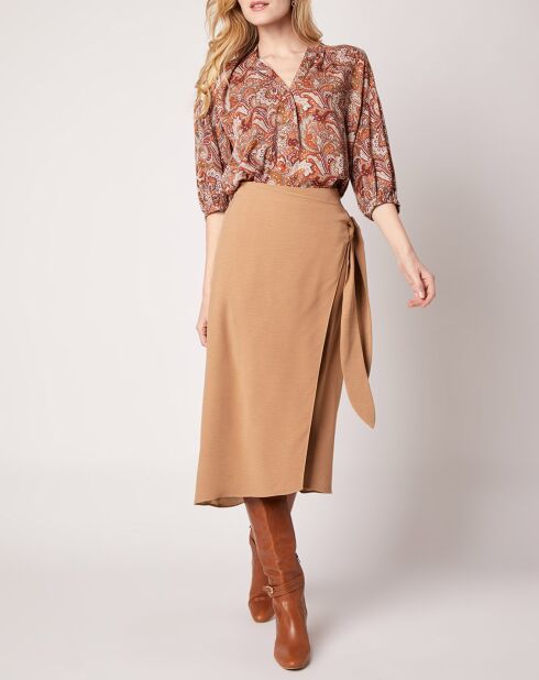 Blouse Kasta Vl imprimée marron/rouge