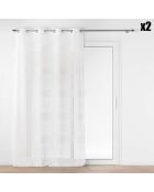 2 Voilages à Oeillets Janice Blanc Effet Lin Tissé blancs - 140x240 cm