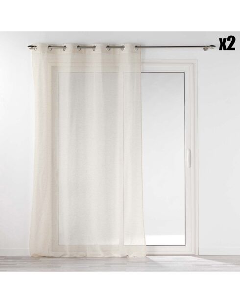2 ojales Norine con efecto lino tejido con ojales transparentes, 140 x 240 cm