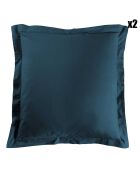 2 Taies d'Oreiller Lina en coton bleues