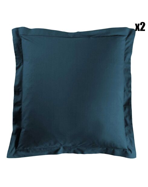 2 Taies d'Oreiller Lina en coton bleues