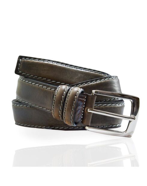 Ceinture homme en Cuir boucle rectangle grise