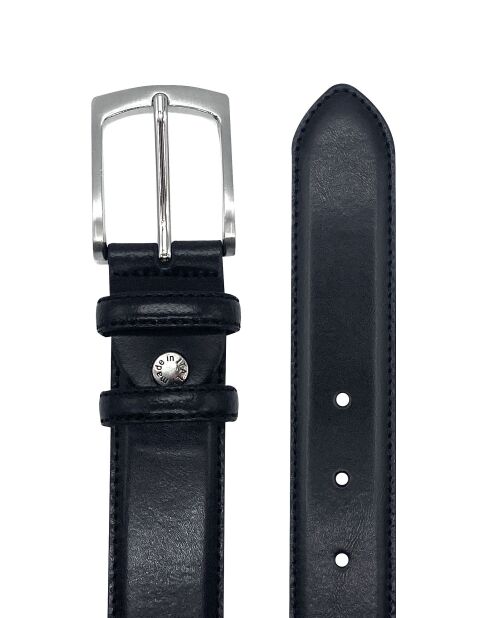 Ceinture homme ville bord surpique boucle rectangle noir-Noir