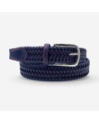 Ceinture en Cuir tressé bleu marine