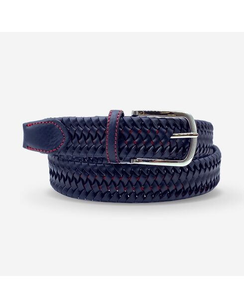 Ceinture en Cuir tressé bleu marine