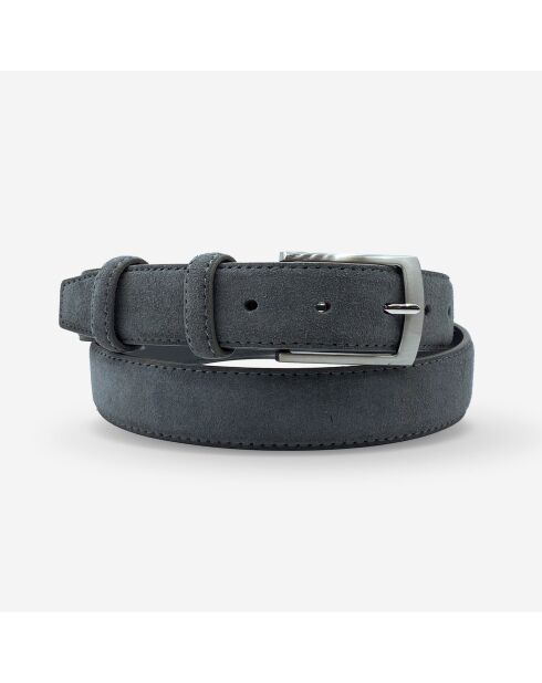 Ceinture homme en Velours de Cuir boucle rectangle grise