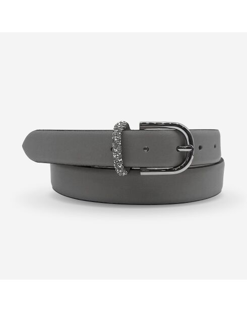 Ceinture femme en Cuir type strass grise