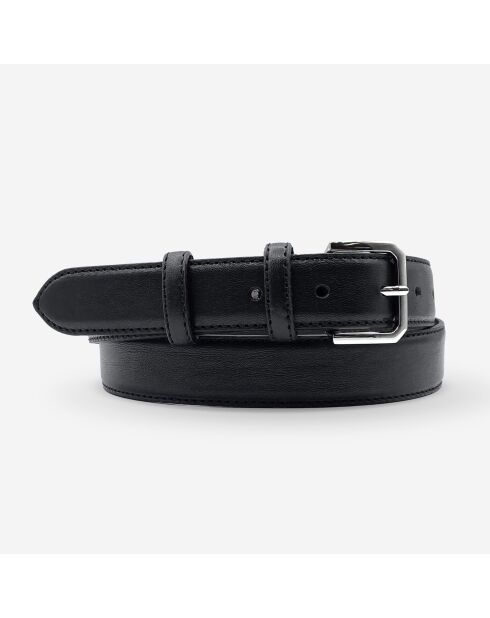 Ceinture femme en Cuir bord surpiques noire
