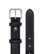 Ceinture femme en Cuir bord surpiques noire